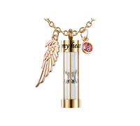 Cremation Urn Necklace for Ashes Time Hourglass Memory Jewelry Pendant Keepsake with Angel Wing Birthstones Forever in My Heart