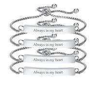 Cremation Urns Bracelet for Ashes - 4 Pcs Personalised Silver ID Bar Bolo Chain Bracelet Ashes Holder Keepsake Locket for Women Girls Pates, Customised Memorial Gifts for Daughter Sister Wife Friend