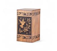 Cremation Urns for Human Ashes Adult Male Female - Wooden Humming Bird Funeral Cremation Urn Hand-Crafted - Burial Funeral Memorial Urns for Ashes (Large)