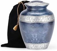 Cremation Urns for Human Ashes - Large Funeral Burial Urn - Beautiful Marble Finish Engraved Urn with Velvet Bag - Urns for Human Ashes Female & Male, Memorial Gift (Dark Blue)
