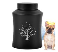 Cremation Urns for Pet - Elegant Ashes Container, Stainless Steel Sealed Cat Dog Urn, Secure Closure Memorial | Large Handmade Ceramic Dog Engraved Funeral Keepsake for Cats Small Pet Urns Memory