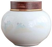 Cremation Urns ，Funeral Urns，Ceramics Moisture Proof Handcrafted Alloy Screw Cap Funeral Urn For Adult Pet Ashes Human Medium And Large Memorial Urns Burial Urn ashes casket (Color : White)