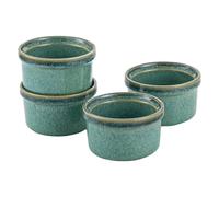 Crème Brûlée Dishes 4-Piece Set, 120ml Soufflé Ramekins, Small Porcelain Baking Dishes, Mini Casserole Dishes for Delicious Würzfleisch, Ragout Fin and Pudding, Glossy Green