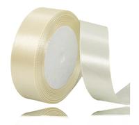 Creme Ribbon 25mm, 23 Metres Beige Ivory Satin Ribbon for Crafting, Gift Wrapping, Wedding Bouquet, Flower Arrangement, Bows Making, Balloons, Cake Decoration and Baby Shower