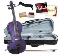 Cremona SV-75PP Student Violin Pack 4/4 Full Size - Setup and Ready to Play Outfit - Case, Rosin, Bow and Accessories - Hand carved Solid Maple and Spruce in Sparkling Purple with fine-tuner tailpiece