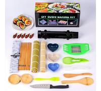 CRENGYBL Sushi Making Kit, 26 Piece Professional, Bamboo Rolling, Avocado/Cucumber Slicer, Sushi Knife, Rice Mold, Tools-Perfect DIY Kit for Beginners