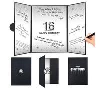 Crenics 16th Birthday Decorations for Boy or Girls, Black 16th Birthday Signature Guest Book Alternative, Awesome Sweet Sixteen Party Gifts