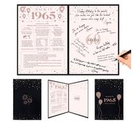 Crenics 60th Birthday Poster, Guestbook & Decorations for Women Born in 1965, Black and Pink, Perfect for Parties, Living Room, Bedroom & More