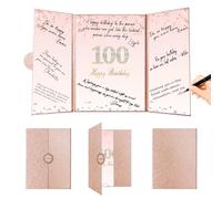 Crenics Rose Gold 100th Birthday Decorations, Creative 100th Birthday Guest Sign in Book Alternative, 100th Birthday Signature Book 12" x 18", Great 100 Years Old Birthday Gifts for Women