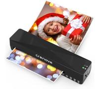 Crenova A4 Laminator Machine, Hot & Cold Thermal Laminator with ABS Anti-Jam, 90s Warm Up, Bubble & Wrinkle Free, 10 Laminating Pouches, Home School Office Use (Black)