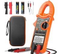 Crenova Clamp Meter, 6000 Counts TRMS Multimeter, Auto-Ranging Amp Meter with AC/DC Current/Voltage, Resistance, Capacitance, Frequency, Duty Cycle, Temperature, Continuity, Diode, NCV, Live Wire Test