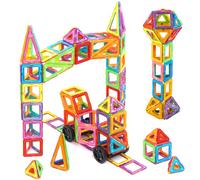 Crenova Magnetic Tiles for Kids 145PCS Magnetic Building Blocks Toys for 3 4 5 6 7 8 Year Old Girls Boys Gift, Magnets for Kids, Montessori Toddler Toys