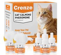 Crenze Pheromones Cat Calming Socket Relaxing Natural Phomones Relieve Stress Anxiety in Cats Reduce Scratching Behavior Set with 2 Socket Diffusers 6 Refill Bottles (48 ml each)