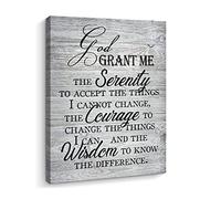 Creoate Serenity Prayer Canvas Wall Art, God Grant Me the Serenity Inspirational Wall Art Farmhouse Wall Decor for Bedroom Scripture Pray Room,Grey, Ready to Hang