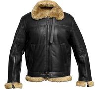 Creonetix Hub Men’s B3 Aviator Black Leather Bomber Jacket - Shearling Sheepskin WWII Pilot Style Flying Jacket - Vintage WW2 Cockpit Bomber Outerwear - Warm Winter Flight Coat (Black-XXX-Large)