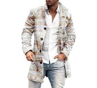 CreoQIJI Cardigan Men's Long Cardigan Windbreaker Jackets Button Wool Coat Long Sleeve Winter Coat Warm Cardigan Slim Long Windbreaker Jackets Colourful Button Casual Outwear Knitted Jumper, coffee,