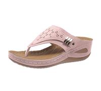 CreoQIJI Flip Flops Women's Toe Separator Slippers for Summer Beach Women Wedge Heel Thong Sandals with Soft Slippers Lightweight Beach Sandals Home Slippers Unisex Non-Slip Mules Shoes, pink, 4 UK