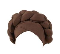 CreoQIJI Headband Boho Braided Turban Hat, African Turbans for Women, Headwear for Black Women, Braided Silky Turban Hats, Hair Band, Elastic (Brown, One Size)