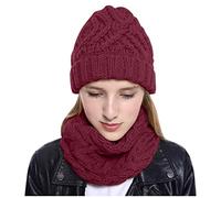 CreoQIJI Running Cap Women's Winter Slouchy Hat with Circle Winter Snow Knit Women's Scarves Cap Baseball Caps Cap Men New Red, red, One Size