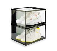 Crep Protect Shoe Storage Box - Ultimate Sneaker Organizer, Stackable Shoe Crates (2 Per Pack), Black