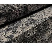 Crepe Back Scuba Stretch Spandex Double Jersey Fabric, per metre - Flower Floral Print - Grey