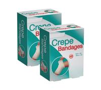 Crepe Bandage Elastic Compression Wrap 2 Packs of 2 Bandages (8cm x 3m &10cm x 3m Each Pack) with Clips Support for Ankle, Knee, Wrist, Elbow Sprain, Strain Injury, Sports, First Aid Medical