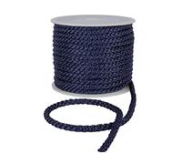 Crepe Cord - 6mm Premium Cotton Rope, Strong Macrame Cord for DIY Craft Projects, Piping Cord for Cushions, Nylon Drawstring Cord, Durable & Multi-Purpose Cotton Nylon Strong String (Navy Blue,5m)
