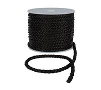 Crepe Cord - 6mm Premium Cotton Rope, Strong Macrame Cord for DIY Craft Projects, Piping Cord for Cushions, Nylon Drawstring Cord, Durable & Multi-Purpose Cotton Nylon Strong String (Black,25m)