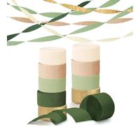Crepe Paper Green Gold 10 Rolls Wedding Decorations Party Decorations Crepe Paper Streamers Crepe Paper for Wedding, Birthday, Engagement Party, Anniversary Background Decorations