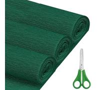 Crepe Paper Roll (17Inch x 8.2ft), 3Rolls, DIY Gift Color Paper Flowers Set for Mother's Day, Valentine's Day, Birthday and Wedding Decoration Flowers Making (Dark Green)