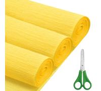 Crepe Paper Roll (17Inch x 8.2ft), 3Rolls, DIY Gift Color Paper Flowers Set for Mother's Day, Valentine's Day, Birthday and Wedding Decoration Flowers Making (Yellow)