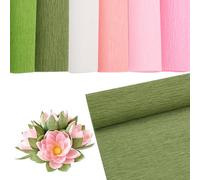Crepe Paper Rolls for Flower Making, 25 x 250cm Florist Crepe Paper Roll for Gift Wrapping Flowers Bouquets Packaging 6 Colors