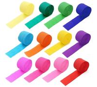 Crepe Paper Streamer Rolls, 4.5cm x 25m Crepe Paper Party Streamers Decorations Hanging Rainbow Streamer for Birthday 12 Colors