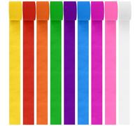 Crepe Paper Streamers 9 Rolls White Orange Red Yellow Green Light Blue Deep Purple Rose Pink Crepe Paper Roll Streamer Hanging Tassels for Curtain Backdrop Festival Party