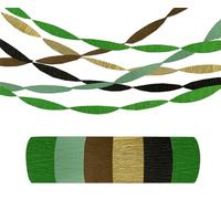 Crepe Paper Streamers Green 150 Meters for Pixel Game Party Camouflage Birthday Party Decoration, 4.5cm Wide for Birthday, Game Party-6 Rolls Each 25 Meters