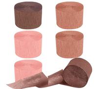 Crepe Paper Streamers Hanging Rainbow Streamers 6 Rolls Rose Gold Pink and Dusty Pink Crepe Paper Rolls for Wedding Birthday Bachelorette Bride to Be Party Decoration(4.5CMx25M/ROLL)