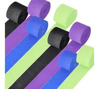Crepe Paper Streamers Kit 8 Rolls 656ft, Black Purple Blue Green Streamer Bulk for Video Game Party Photo Booth Prop Decorations