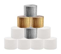 Crepe Paper White Ribbons 4.5 cm x 25 m for Wedding Birthday Party Celebration Decoration, Folds Crafts Art Background Streamers Maypole Ribbons