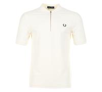 Crepe Pique Zip Neck Polo Shirt Ecru, XXL