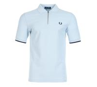 Crepe Pique Zip Neck Polo Shirt Light Smoke, Medium