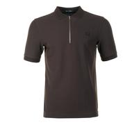 Crepe Pique Zip Neck Polo Shirt Rich Brown, XL