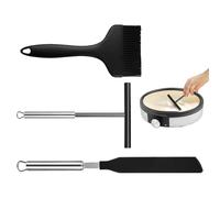 Crepe Spatula, 3-Piece Set with Dough Scraper for Pancakes, Non-Slip Baking Tools for Breakfast, Burger, Everyday Kitchen, Outdoor Grill, Beginner, Restaurant