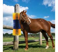 Creperture 2-Pack Curved Livestock mark Brush with Screws, Durable Horse Grooming Back marker for Cows Goats Pigs Sheep, Itch Relief Barn Supply - Blue and Green