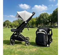 Creperture Ultra-Compact Travel Stroller for Baby & Toddler up to 15kg, Cabin Approved Airplane Pushchair with One-Hand Fold, Recline 95°-150°, 5-Point Harness, Lightweight City Buggy - Grey