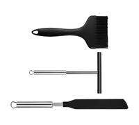 Crepes Spatula | Set of 3 Pieces with Spatula and Scraper, Non-Slip Kitchen Utensils for Cooking, Skipping Preparation Meals for Beginners Chefs Daily Use Burger Home Outdoor