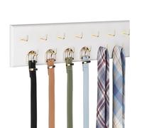 Creproly Belt Hanger Wall Mount Belt Organizer for Closet, Holds Over 28 Belts Wooden Wall Mounted Belt Rack Storage Tie and Scarf Hanger for Closet, Wall, Door (White)