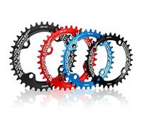 Crepundia Bike Chainring for Mountain/Road Bike, Bicycle Chainwheel 104BCD Round Shape Narrow Wide Mountain Bike Crankset Chainwheel Single Plate 32T/34T/36T/38T MTB Parts(36T,Red)