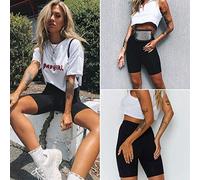 Crepundia Mens Padded Cycling Shorts,Cycling Shorts Mens, Summer Women's Cycling Shorts Stretch Plain Casual Sports Fitness Ladies Elastic Waist Elastic Black Slim Shorts(S)