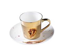 Crepundia Tea Cup and Saucer Set, Mirror Reflection Coffee Mugs Glass Tea Water Cups Creative Coffeeware Drinkware(Light Green)