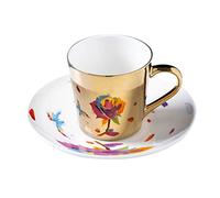Crepundia Tea Cup and Saucer Set, Mirror Reflection Coffee Mugs Glass Tea Water Cups Creative Coffeeware Drinkware(Peacock Blue)